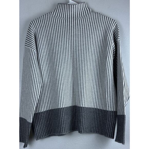 Rachael Zoe NWOT Sz M Striped LS Funnel Neck Drop Shldr Gray Dk Gray Btm - Picture 1 of 10